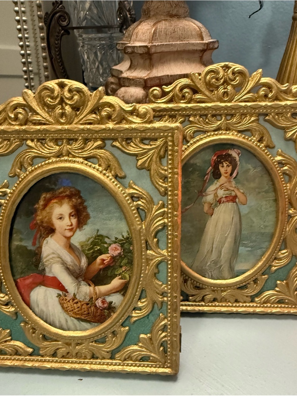 Ornate Gold Vintage-Portrait frames . Set of 2
